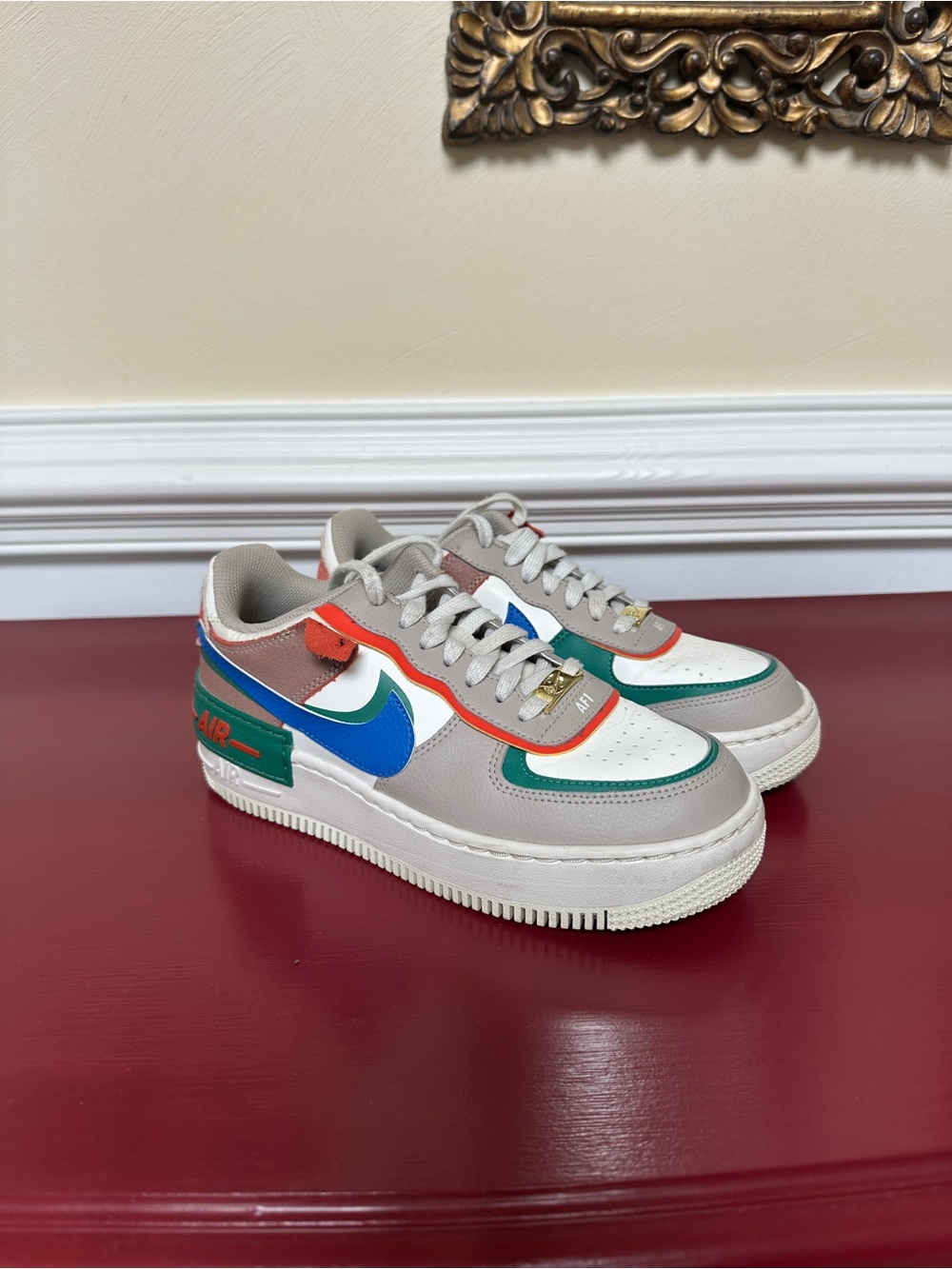 Nike Multicolor Leather Low-Top Sneakers in Blue, Green, Orange, Tan